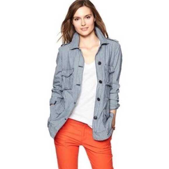 GAP Jackets & Blazers - GAP Denim Railroad Striped Military Jacket